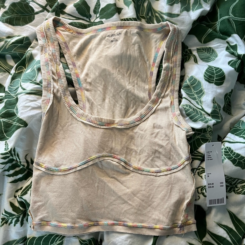 (NWT) urban outfitters tank with rainbow stitch detailing